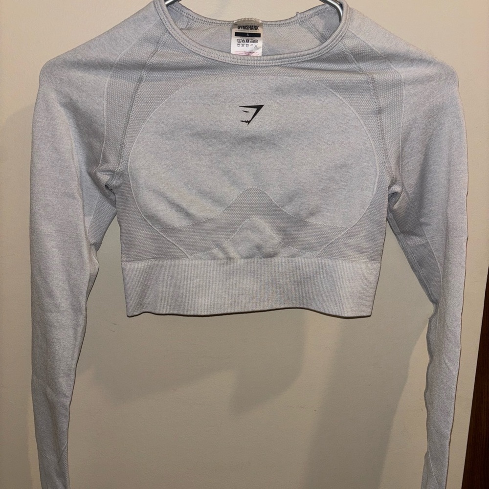 Gymshark Light Gray Long Sleeve Crop Top